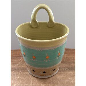 Studio Art Pottery Wall Pocket Hanging Vase Pot Decor Handcrafted Beach Colorful